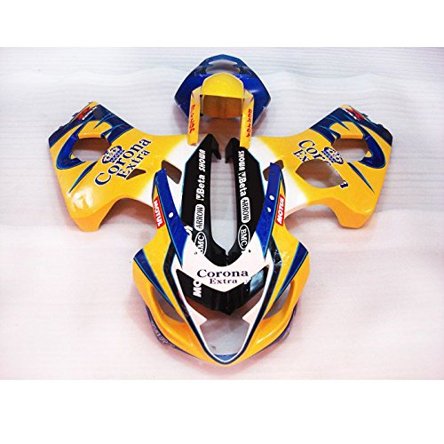 Wotefusi Brand New Motorcycle ABS Plastic Painted Compression Mold Bodywork Fairing Kit Set For Suzuki GSXR600 GSXR750 K4 2004 2005 Yellow