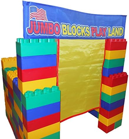 Serec Entertainment Jumbo Blocks 99 Piece Playland Playhouse - Red, Yellow, Blue, Green - Outdoor Games for Children's - Playhouses for Kid's - Polypropylene Plastic - Interlock Together for Stability - Christmas Gift for Boy &amp; Girl - Made in the USA