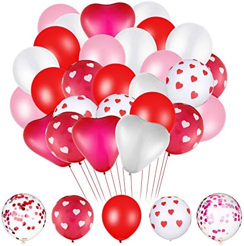 105 Items Valentine’s Day Balloons Provides Embody Coronary heart Latex Balloons Confetti Balloons Stable Coloration Latex Balloons Coronary heart Formed Noticed Balloons for Anniversary Valentines Occasion Decor