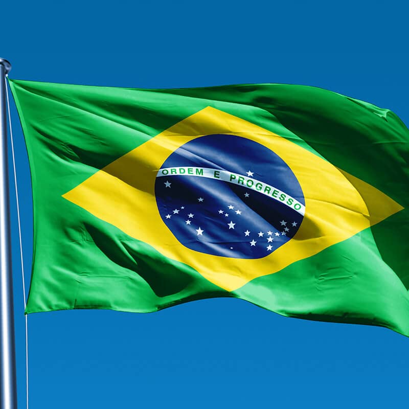 Brazil flag 90X150 cm in polyester, with double perimeter fold and buttonhole.