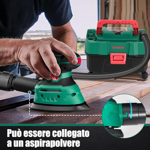 HYCHIKA 140W Wood Sander 13000 OPM Efficient Dust Collecting Sander with 12PCS Sandpaper Ideal for Wood Sanding and Removing Rust and Paint