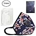 PM2.5 Anti Pollution Mask Military Grade N99 Washable Dust Respirator Cotton Anti-dust Mouth Masks with Replaceable Filters for Men and Women (1 Mask + 5 Filters) (Blue flower)