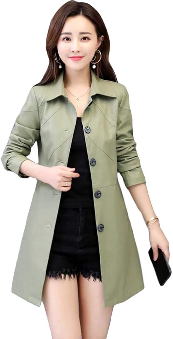 Amazon Kanshamingma レディース レザージャケット ライダースジャケット ロングコート トレンチコート ラムレザー 本革 大きいサイズ 革ジャケット 革ジャン 皮ジャン ラム革コート アウター かっこいい Ynp2 コート ジャケット 通販