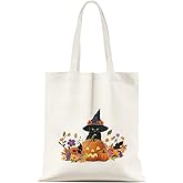 Jnglr Cat Tote Bag Canvas Tote Bag for Women, Gifts for Cat Lovers, Halloween Bag Reading Accessories, Book Lovers Women Reusable Grocery Bag