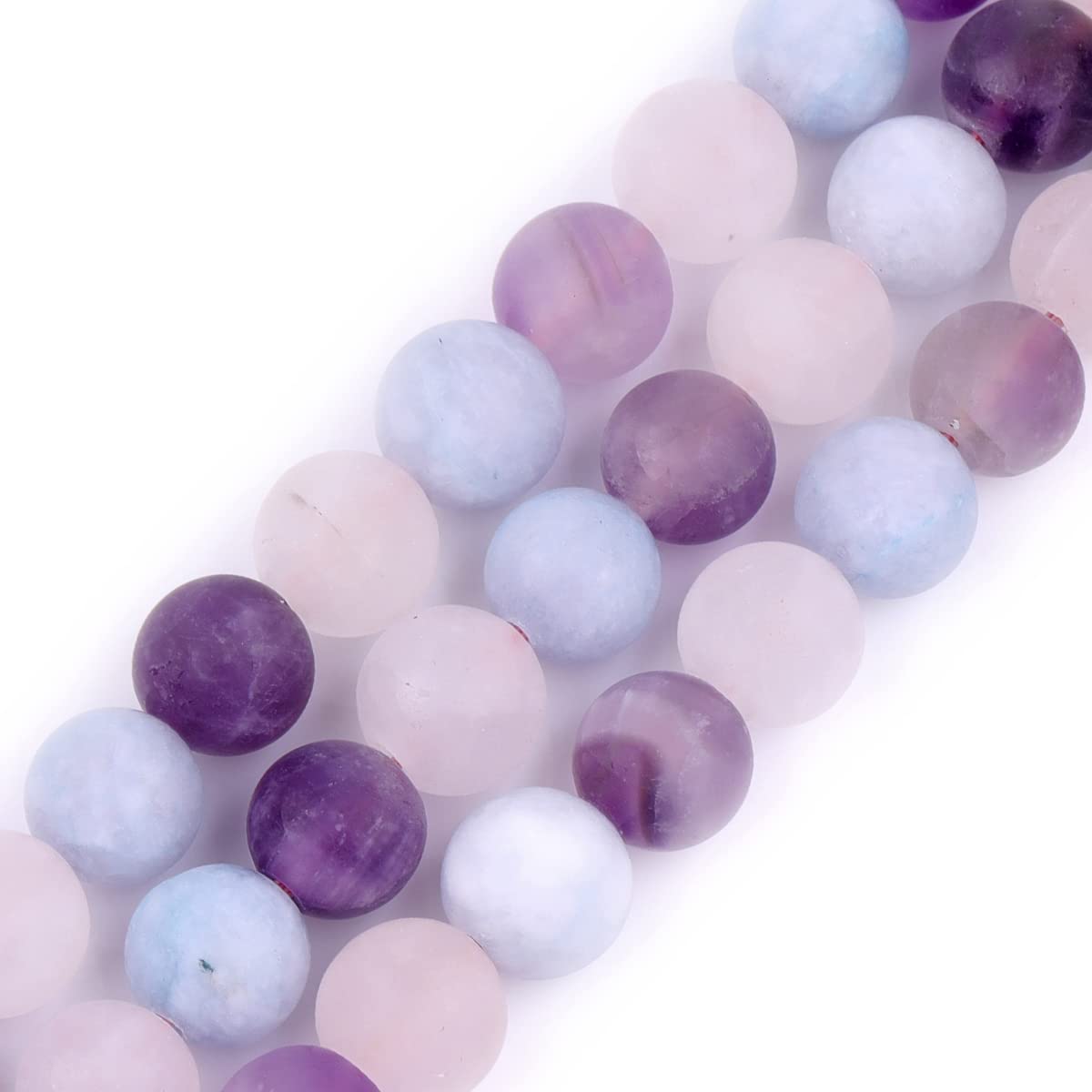 GEM-Inside 8mm Natural Multicolor Quartz Stone Gemstone Semi Precious Matte Frosted Round Beads for Jewellery Making