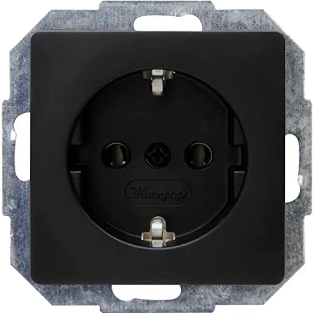 Kopp Paris 923550080 Socket without Increased Touch Protection, Flush-Mounted, Matt Black