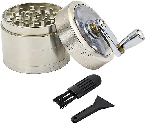woleyi Crusher 4 Piece Herb Grinder with Handle 2.1 inch for Pepper and Spice