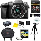 Panasonic DMC-G7KS Digital Single Lens Mirrorless Camera 14-42 mm Lens Kit, 4K + Starter Bundle + Transcend 64 GB High Speed 10 UHS3 + Polaroid 57" Tripod + Polaroid 46mm UV Filter + Battery + Bag