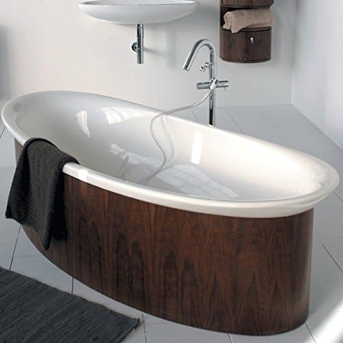 Free-standing wooden skirt for bathtub 6059, 70"W, 32 5/8"D, 18 3/4"H, Hand Buffed High Gloss Black