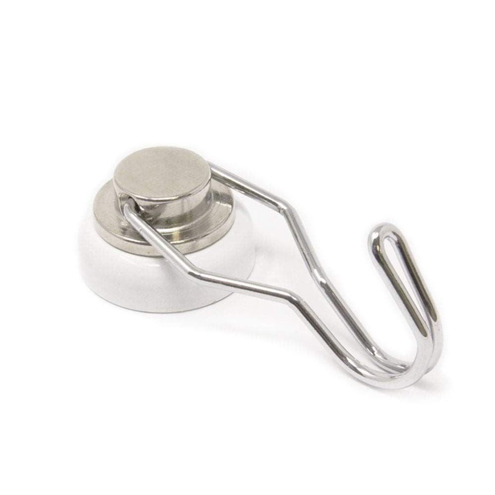 FIRST4MAGNETS White Swivel Hook for Holding Rope, Wires and Clothing - 25mm Dia - Pack of 4