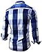 Shirts, Cokle Men Slim Fit Long Sleeve Casual Blouses Plaid Button Down #099 Blue EUR L (US M)