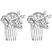 LUX ACCESSORIES Floral Crystal Pave Flower Bridal Hair Comb Set
