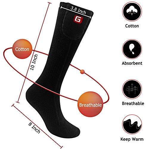 Unisex Electric Heated Socks Rechargeable Battery Powered Heating Socks,Men Women battery Operated Winter Warm Socks Kit,Novelty Sports Outdoor Camping Hiking Climbing Skiing Foot Warmer Black Size M