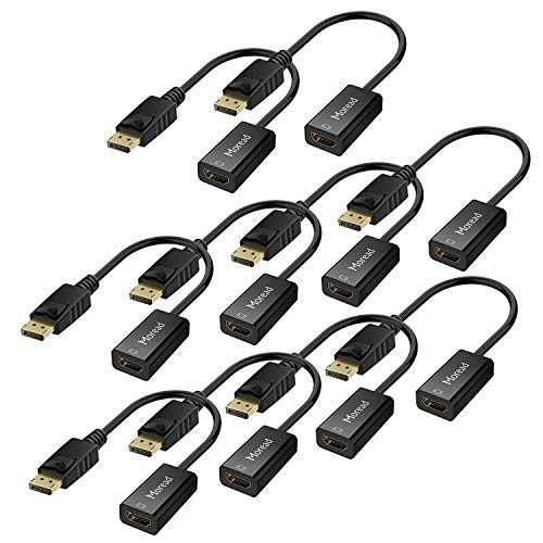 Moread DisplayPort to HDMI Adapter, 10 Pack, Gold-Plated Display Port to HDMI Converter, DP to HDMI Cord (Male to Female) Compatible with Computer, Desktop, Laptop, PC, Monitor, Projector, HDTV -Black
