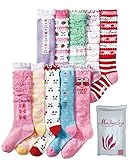 Girls' Socks Knee High Stockings Cotton Warm Princess Boot Socks,10 Pairs (7~10 Years)