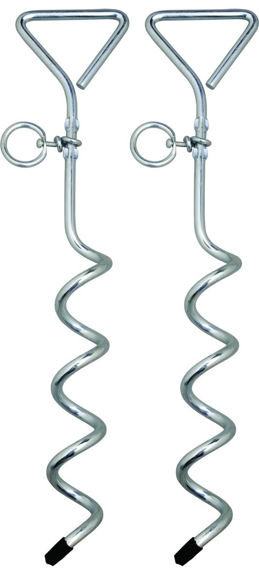 AceCamp large steel screw, herring ground anchor, attachment for trampoline, awning, dog, 2780, Doppelpack