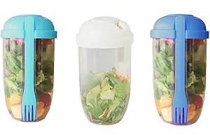 Juinrinet 3Pcs Salad Meal Shaker Cup Fresh Salad to Go Container with Fork and Salad Dressing Holder