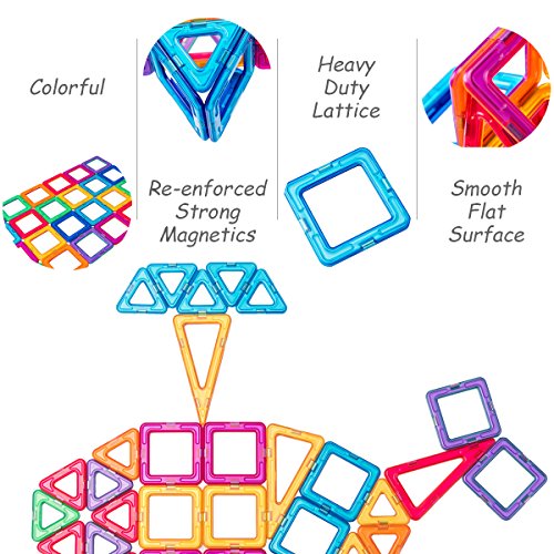 image for Magnet Tiles Building Block, Cossy 115 PCs Magnetic Stick and Stack Se