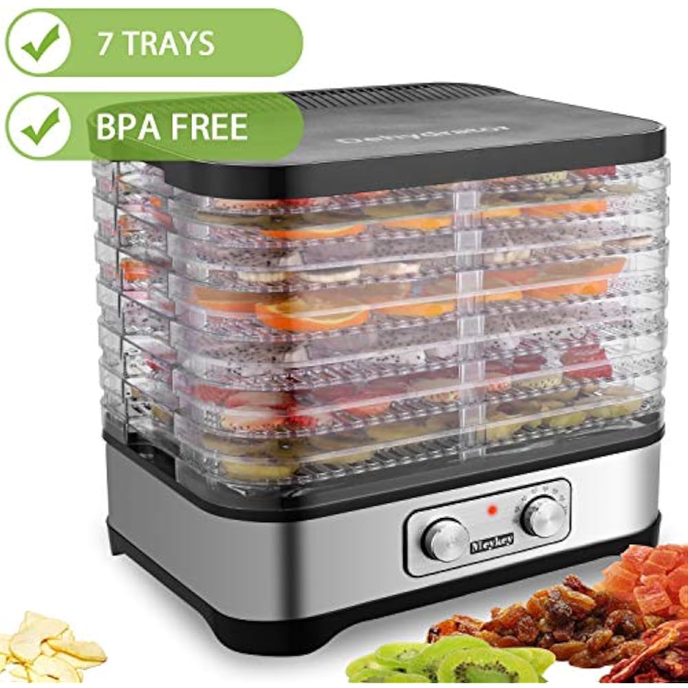 Food Dehydrator Dehydrators Machine Jerky With 7 Trays, Knob Button