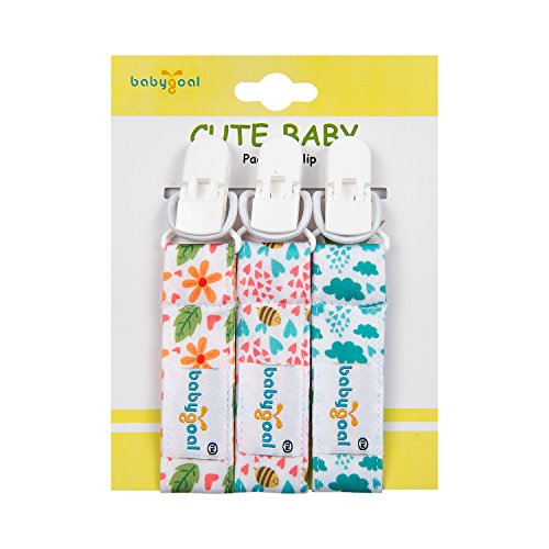 image for Babygoal Pacifier Clips for Girls, 6 Pack Pacifier Holder Fits Most Pa