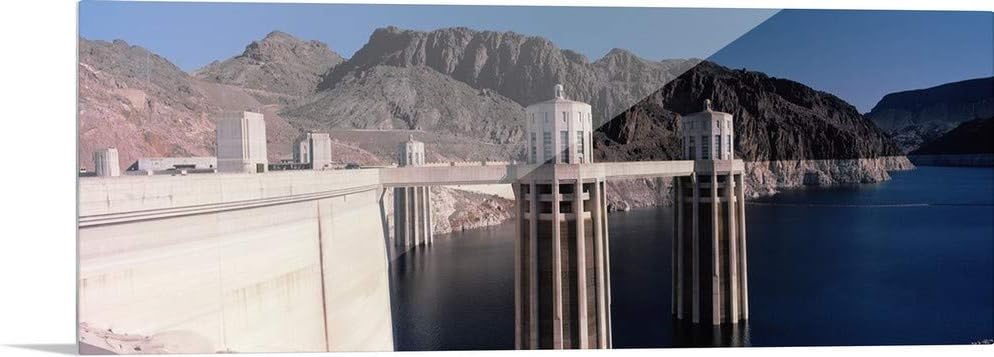 GREATBIGCANVAS Dam on The River Hoover Dam Colorado River Arizona High Definition Acrylic Wall Art Print, 36"x12"