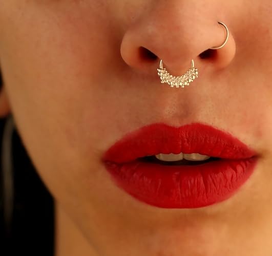 Silver septum, Indian style gold septum jewelry, Septum
