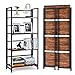 Giantex 4-Tier Folding Bookshelf Standing Shelf Units Display Rack Storage Shelf Industrial Style Utility Shelving with Metal Frame & Wood Layer (Rustic Brown, 23.5