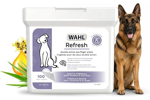 Wahl Refresh Eye Care Finger Wipes for Dogs – Dual‑Sided Silicone & Soft Pearl Textures to Remove Tear Stains & Eye Debris, F