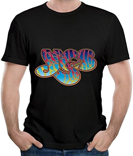 Angjiedaog Men's Central Men's Yes Rock Band Cool Walk Black Shirt L Short Sleeve