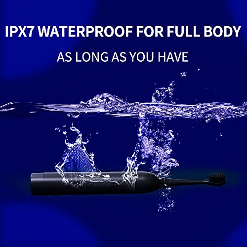 SmartSonic+ Spazzolino Elettrico, Spazzolini Elettrici Sonici Spazzolino Elettrico Ricaricabile con 3 Modalità,2 Testina di Ricambio (Nero)