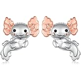 Axolotl/Cow Earrings 925 Sterling Silver Animal Earrings for Girls Cute Animal Gifts for Women Birthday Christmas