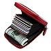 DEEZOMO DKER Genuine Leather Mini Credit Card Case Organizer Compact Wallet with ID Window - Red