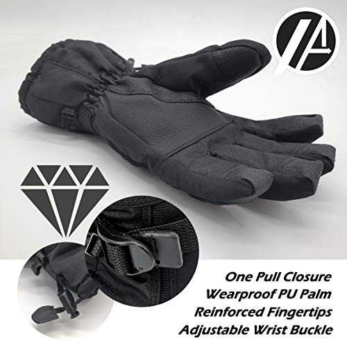 HIGHCAMP Waterproof Mens Ski Gloves Breathable Windproof Warm Skiing Snowboard Gloves Winter Cold Weather Thinsulate Glove with Heat Pack Pocket-M