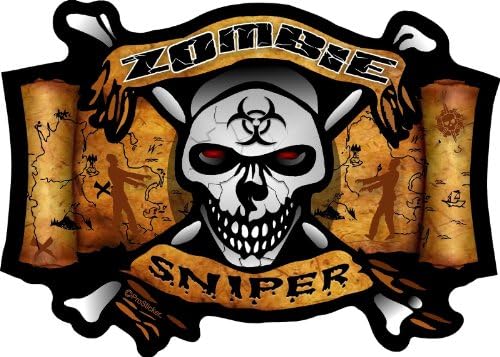 ProSticker 1293 Zombie Series 4" x 5.5" "Zombie Sniper" Skull Bone Sticker Decal