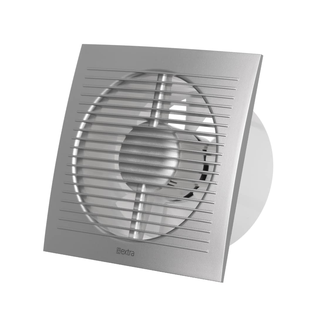 EUROPLAST Extractor Fan - Extractor fan Kitchen, Bathroom, Garage Axial Ventilation fan - Wall Mounted Fan - Square Fan (Silver, Ø 150mm)