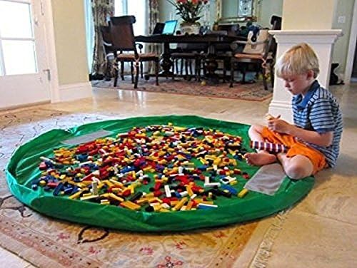 Orient Home Children's Play Mat/Toy Organizer Floor Activity Mat and Toys Storage Bag 60inch Multi Purpose Play Bag Fast Collection Toys Quick Pouch for Storing Toys Picnic Shoulder Bag-Green
