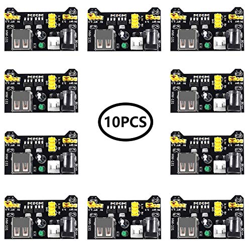Aoicrie 10PCS 3.3V 5V Power Supply Module for MB102 102 Prototype Breadboard DC 6.5-12V or USB Power Supply Module