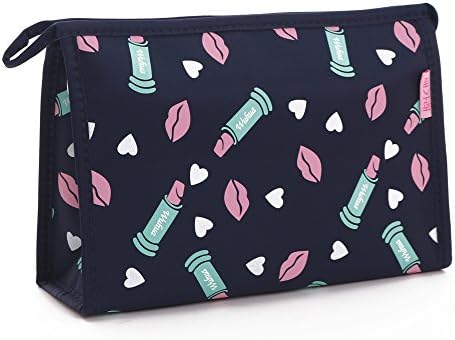 Waterproof Fabric Cosmetic Bags Portable Travel Toiletry Pouch Makeup Organizer Clutch Bag with Zipper,Navy