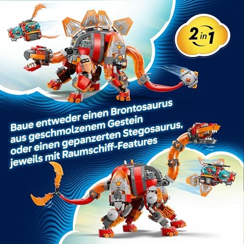 DREAMZzz 2in1 Dino-Düsenflieger - Dinosaurier Spielzeug verwandelbar in Stegosaurus - inkl. 4 Minifiguren und 2 sammelbaren Schatz-Kreaturen - Geschenk für Jungen ab 9 Jahren - 71514