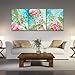 RUISHI Canvas Wall Art 3 Pieces Flamingo Boho Decor for Bedroom Animal Picture Palm Leaves Green Tropical Plant Prints Framed Posters Hanging Artwok Living Room Kids Rooms Decoration 16L x 12W