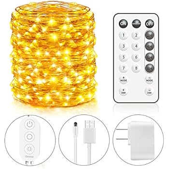 Govee Led Fairy Lights, 66 Feet Fairy Lights Plug in, 200 LEDs Remote Control Fairy Lights with 8 Scence Modes 4 Timing Options USB Fairy Lights for Festival Indoor Outdoor Decoration Warm White
