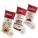WEWILL Express Set of 3, 18'' Personalized Christmas Stockings with Embroidery Technology Xmas Stockings for Family Kids