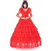 CosplayDiy Women's Ghost Bride Cosplay Costume Gothic Bride Red Dress Adult Gothic Wedding Dress