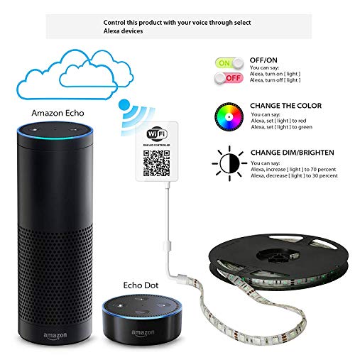 Maxonar LED Strip Lights Works with Alexa 32.8Ft/10M WiFi Wireless Smart Phone Controlled DIY Kit SMD 5050 RGB… - Image 3