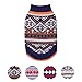 Blueberry Pet Nordic Pattern Inspired Fair Isle Navy Blue Snowflakes Dog Sweater, Back Length 20