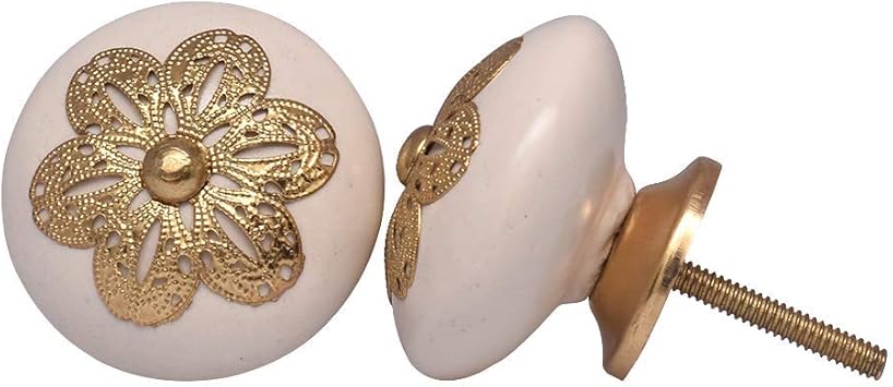 Casa Decor Rose Printed Ceramic Cupboard Cabinet Door Knobs Drawer
