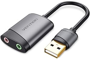 VENTION USB Sound Card, External Sound Card - USB to 3.5mm Jack Audio Adapter with Noise Reduction Chip, Stereo Sound Card He