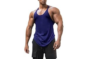 ESOBO Men's Cotton Workout Tank Tops Dry Fit Gym Bodybuilding Training Fitness Sleeveless Muscle T Shirts