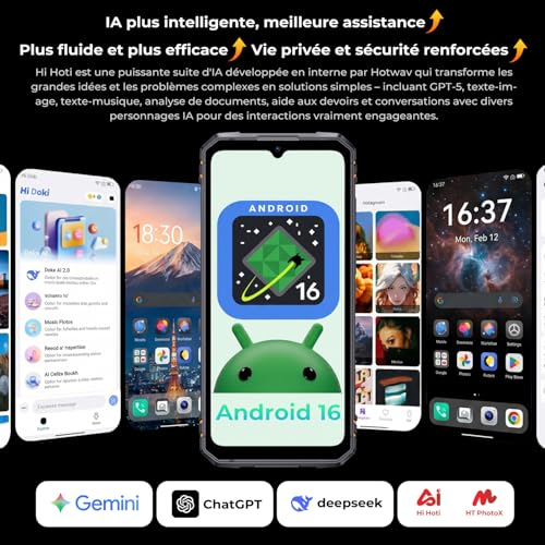 HOTWAV T8 Unbreakable Android Phone 16, 12GB+64GB/TF 2TB, 6200mAh 20W, 20MP+5MP, 6.74" HD+ 120Hz Portable Smartphone, Camping Lamp/IP68&IP69K+MIL-STD-81OH/Gemini AI/NFC/GPS/Dual SIM