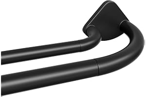 PeSenp Double Curtain Rods 48 to 84 Inch, 3/4 Inch Blackout Adjustable Curtain Rod with Innovative Snap-Fit Finials, Decorati